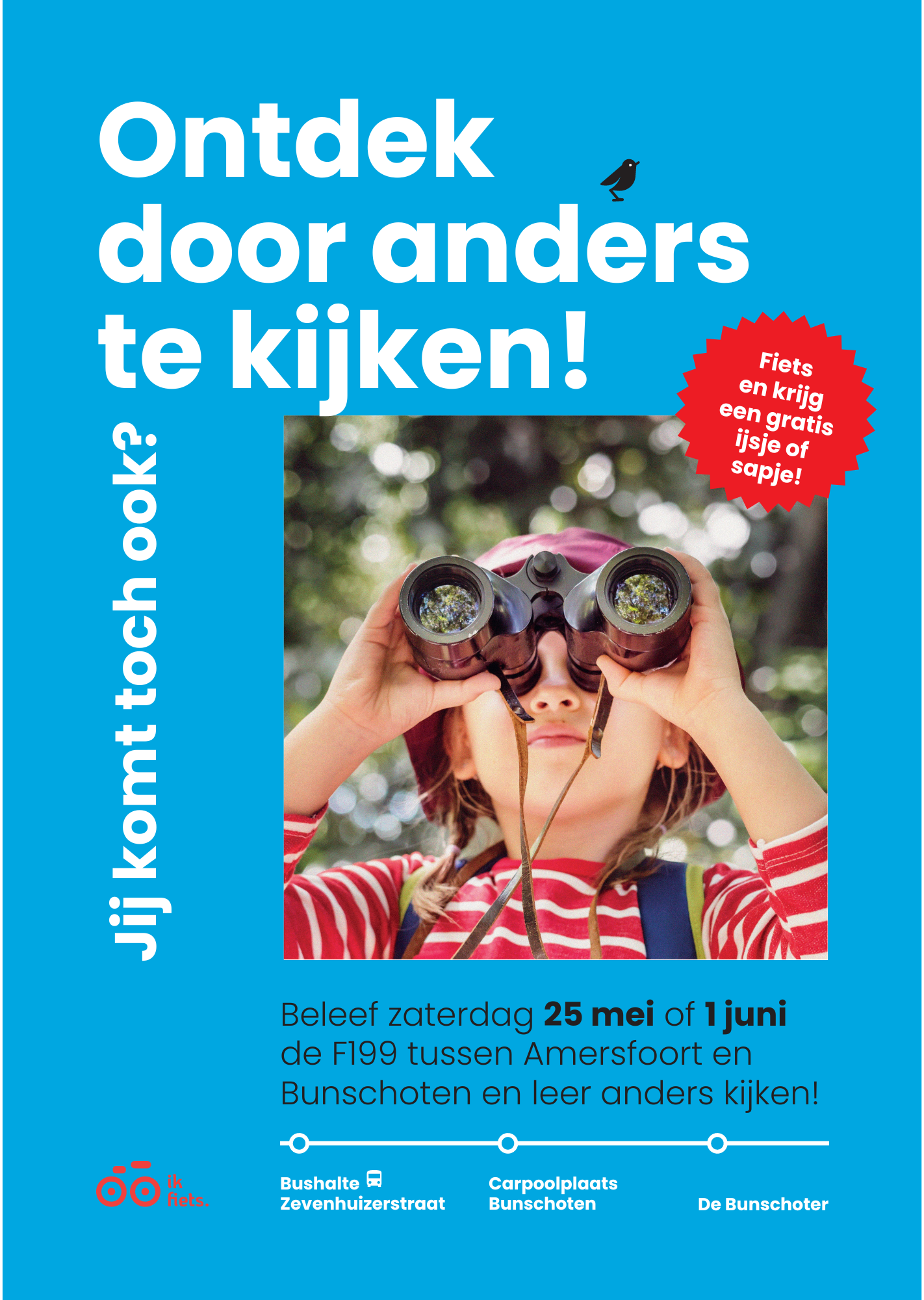 Kennismaak-actie doorfietsroute Amersfoort-Bunschoten poster 
